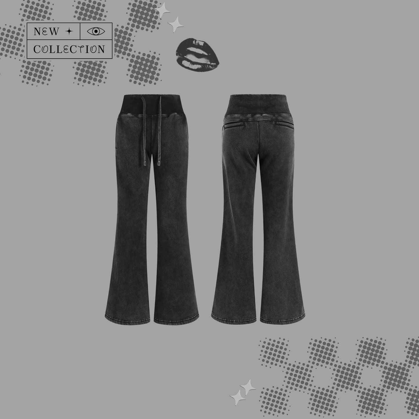 Vintage Washed Flared Fleece Pants