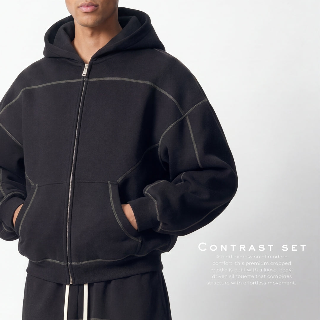 Contrast Zip Hoodie | HD-CS01