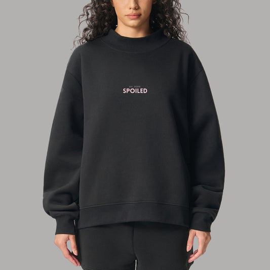 SPOILED™ Heavyweight Black Fleece Sweatshirt | 350 GSM | The Pink Cult
