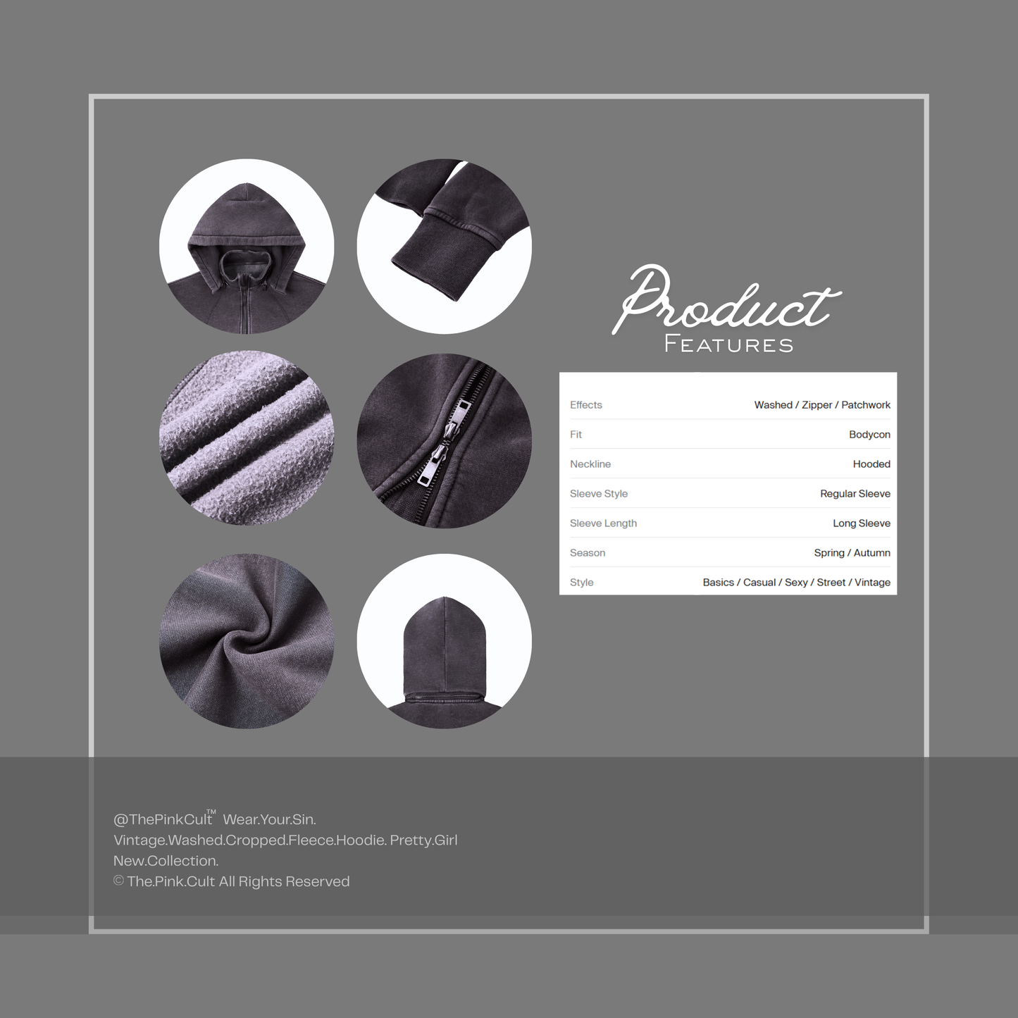 "Pretty Girl" Statement Cropped Hoodie | Vintage Washed Fleece Hoodie