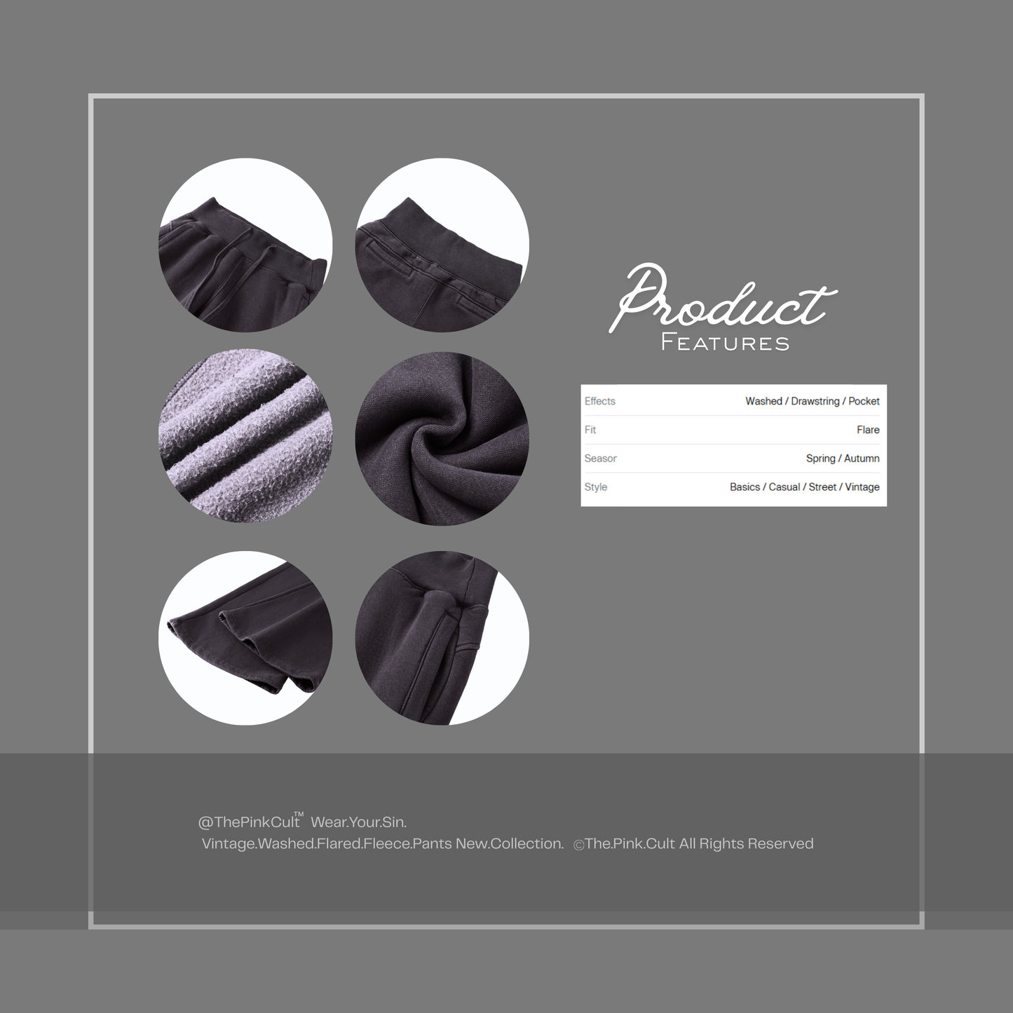 Vintage Washed Flared Fleece Pants