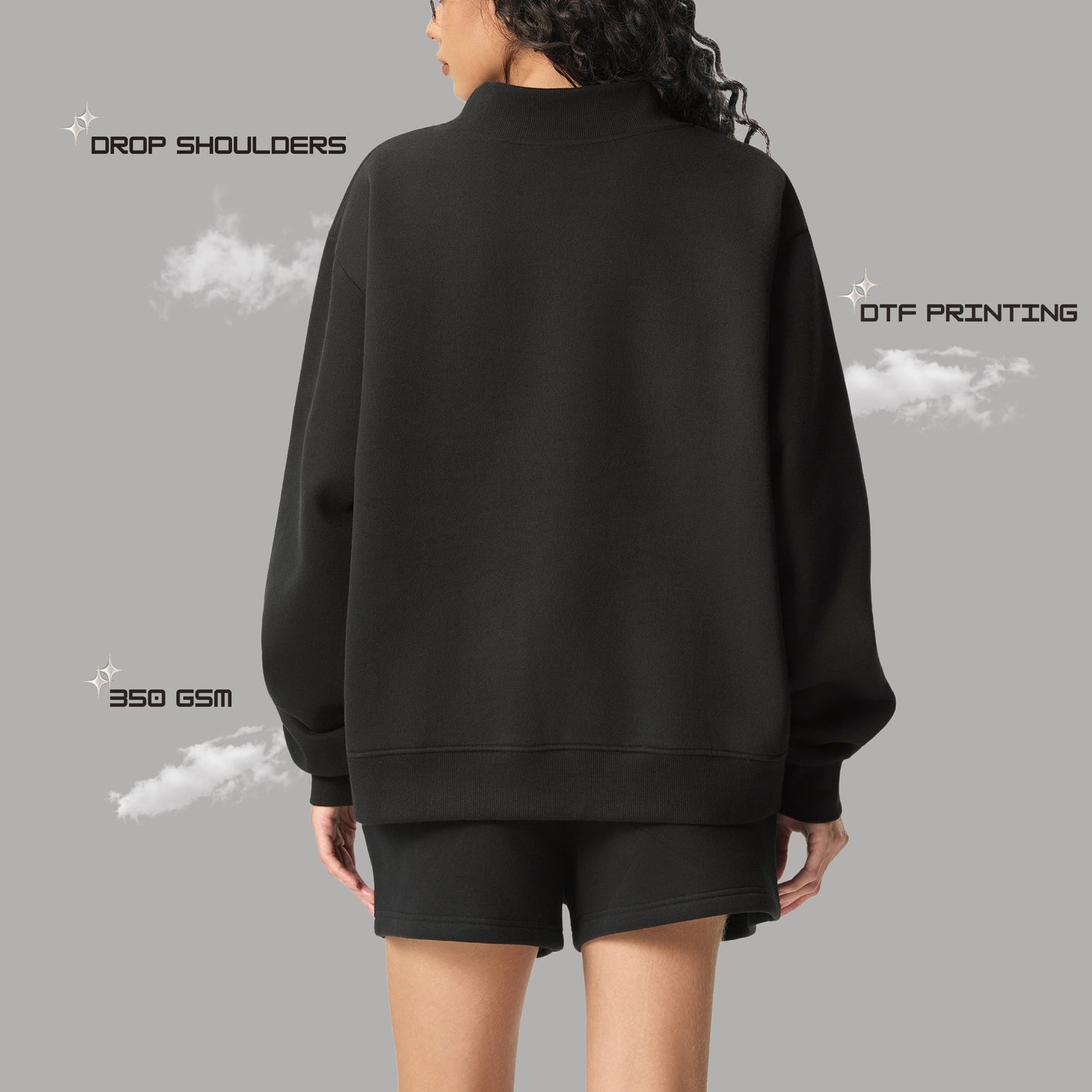 SPOILED™ Heavyweight Black Fleece Sweatshirt | 350 GSM | The Pink Cult