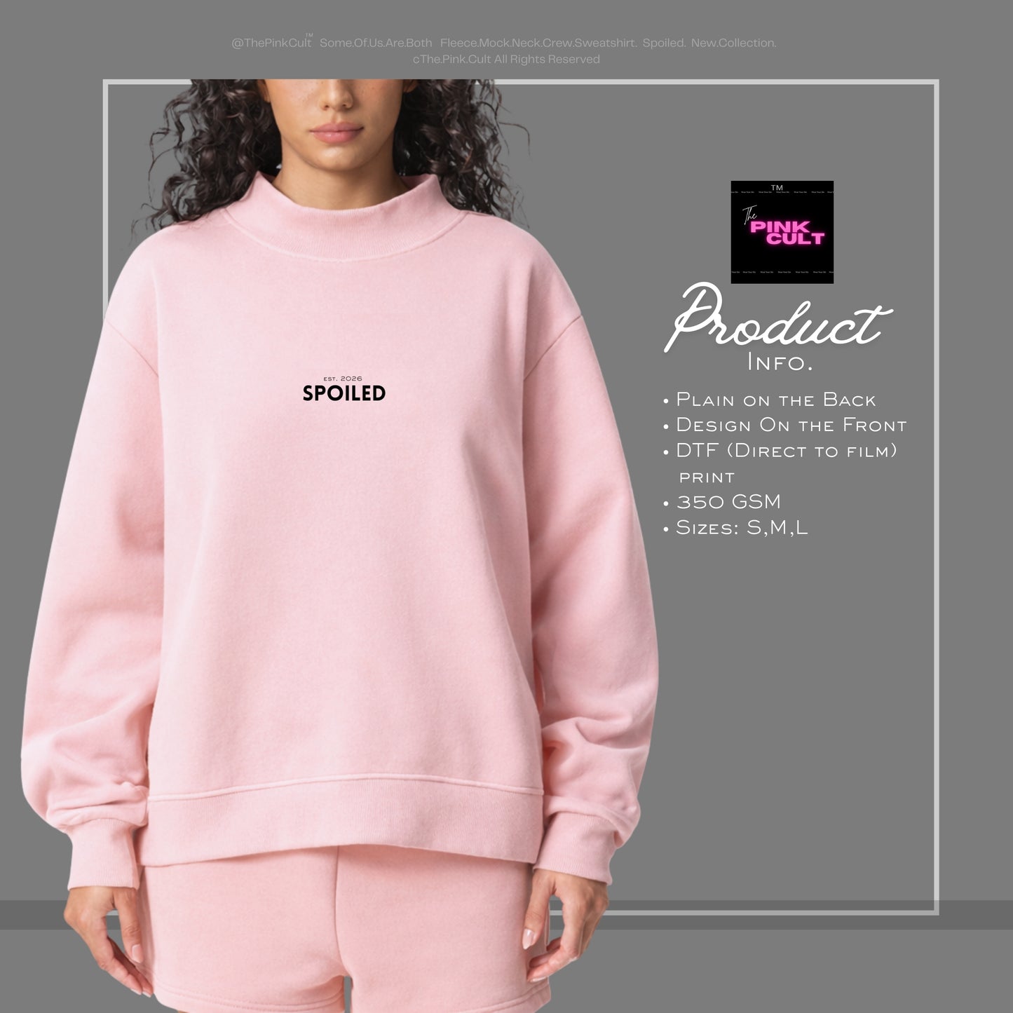 SPOILED™ Heavyweight Pink Fleece Sweatshirt | 350 GSM | The Pink Cult