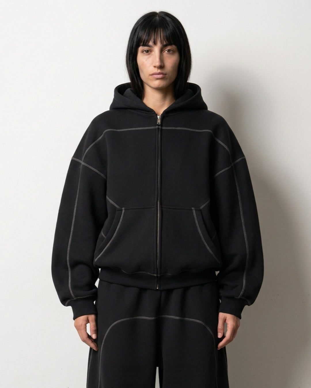 Contrast Zip Hoodie | HD-CS01