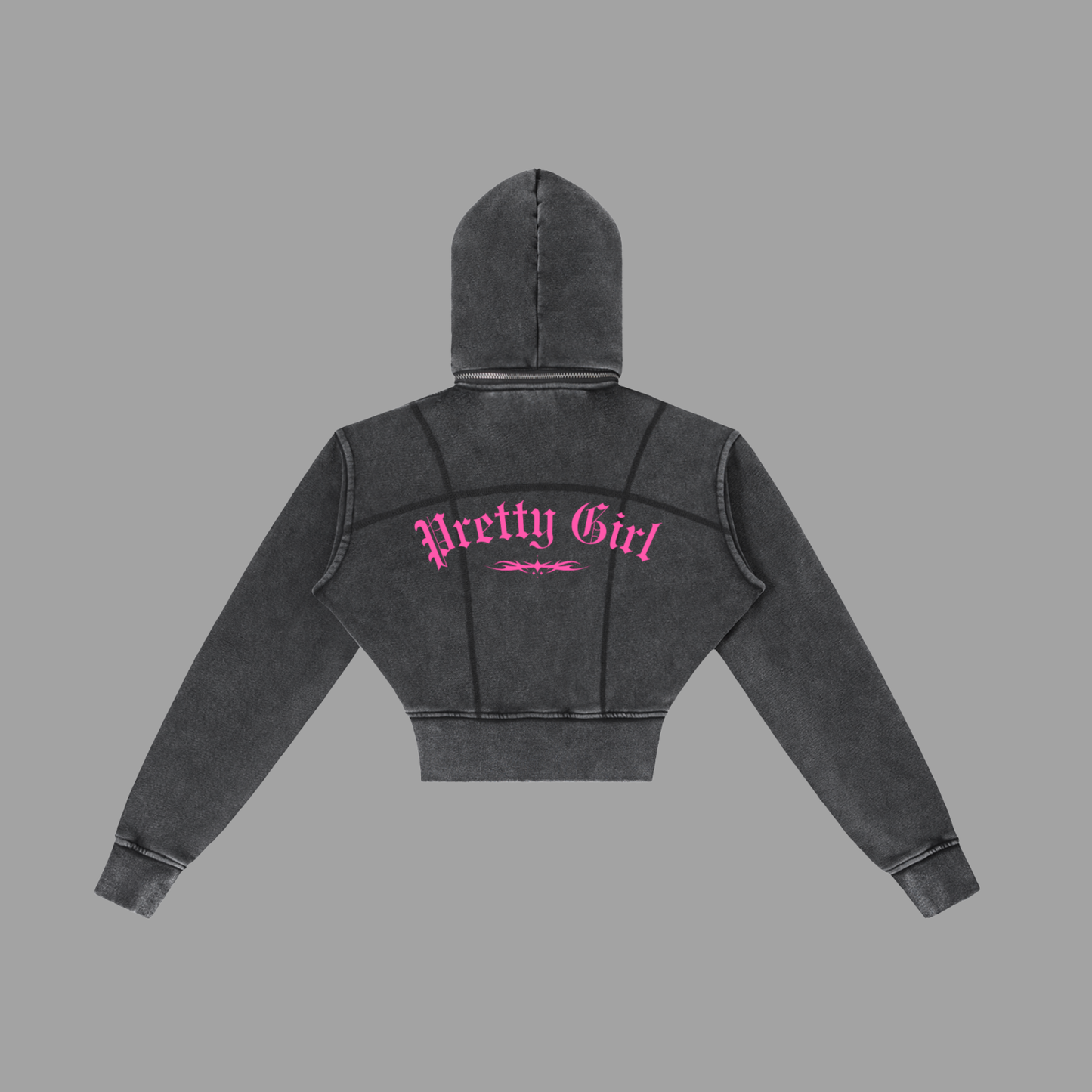 "Pretty Girl" Statement Cropped Hoodie | Vintage Washed Fleece Hoodie
