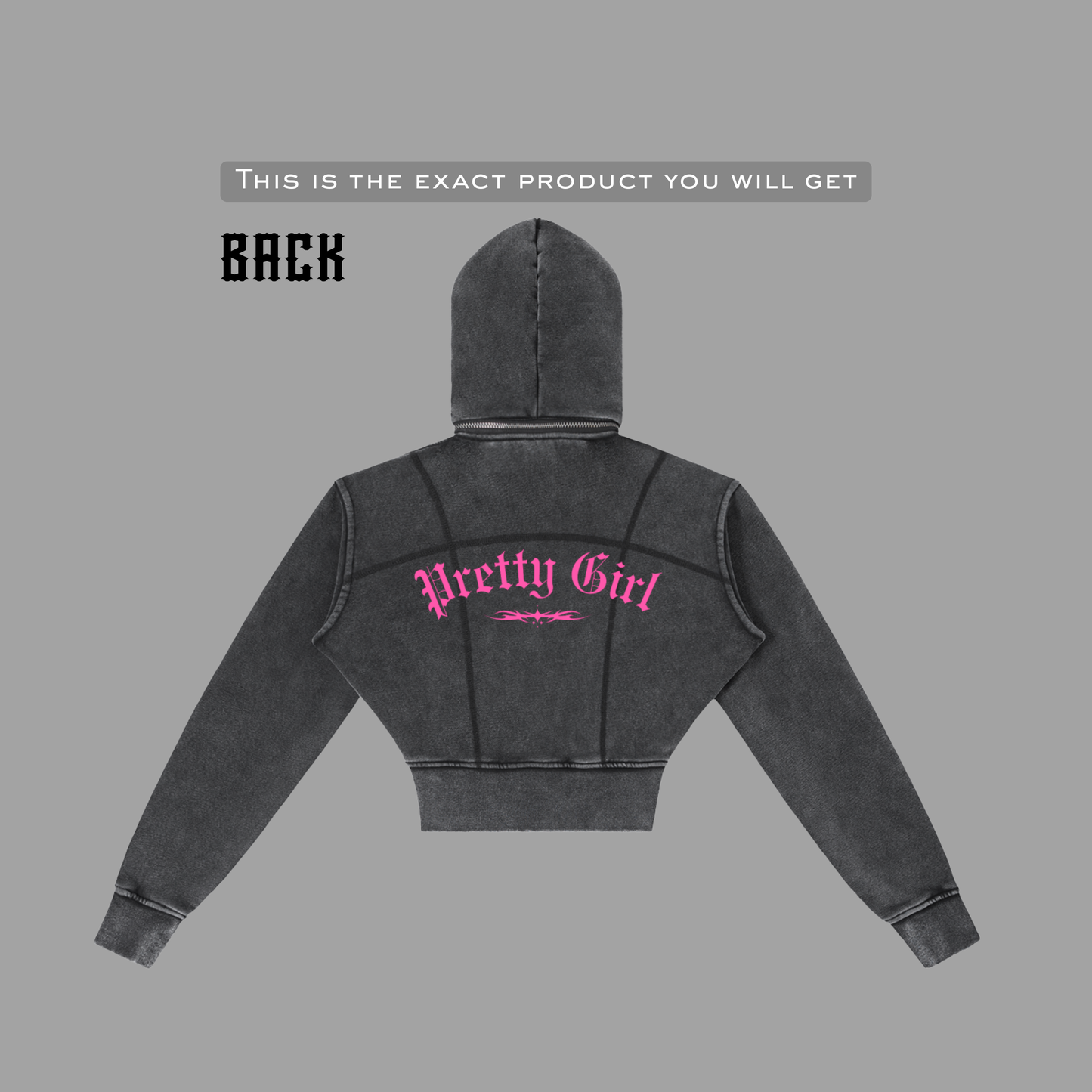 "Pretty Girl" Statement Cropped Hoodie | Vintage Washed Fleece Hoodie