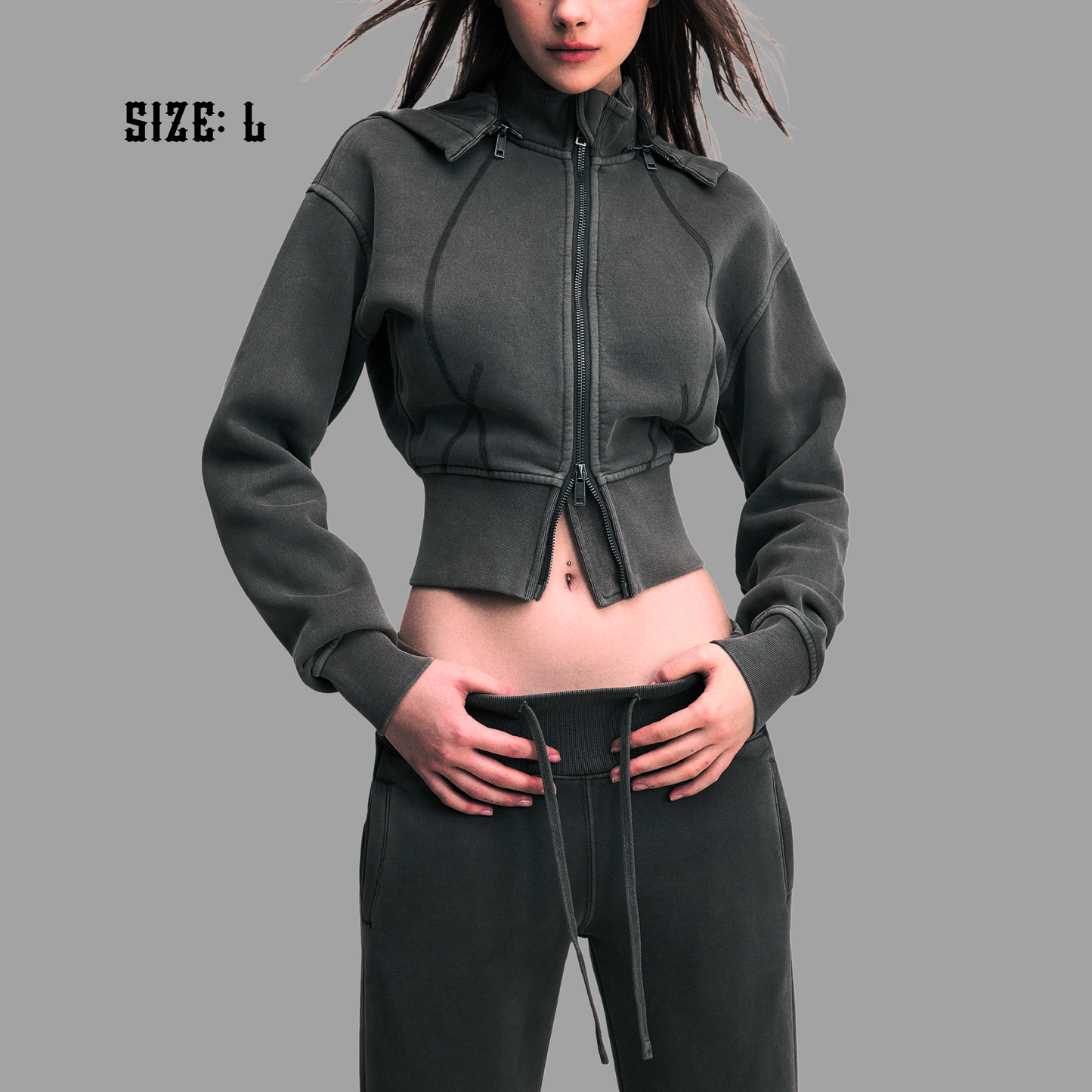 "Pretty Girl" Statement Cropped Hoodie | Vintage Washed Fleece Hoodie