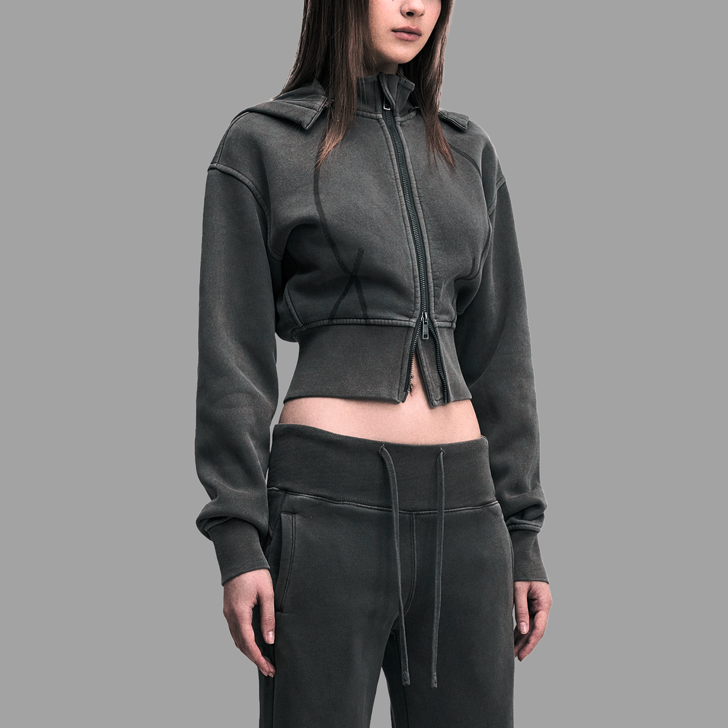 "Pretty Girl" Statement Cropped Hoodie | Vintage Washed Fleece Hoodie