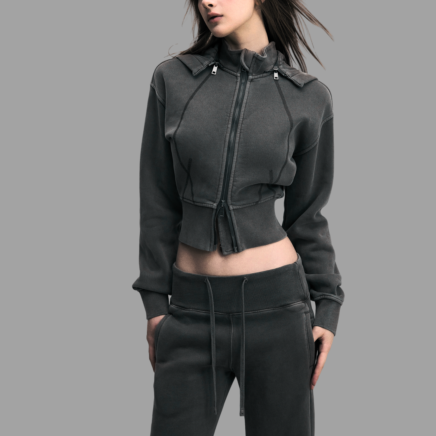 "Pretty Girl" Statement Cropped Hoodie | Vintage Washed Fleece Hoodie