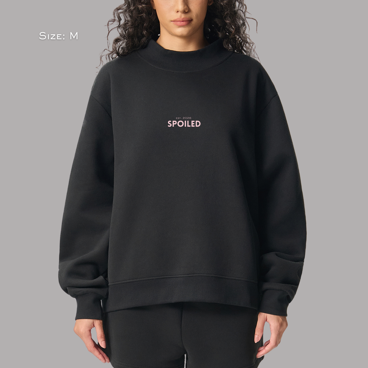 SPOILED™ Heavyweight Black Fleece Sweatshirt | 350 GSM | The Pink Cult