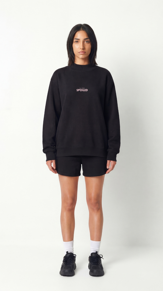 SPOILED™ Black Fleece Sweatshirt | Plush Hours