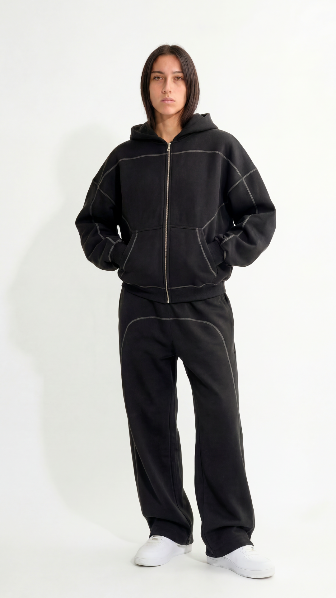 Contrast Zip Hoodie | HD-CS01